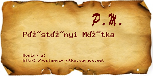 Pöstényi Mátka névjegykártya